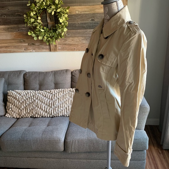 Lacoste Women’s Short Trench Coat size 36 - Picture 2 of 8